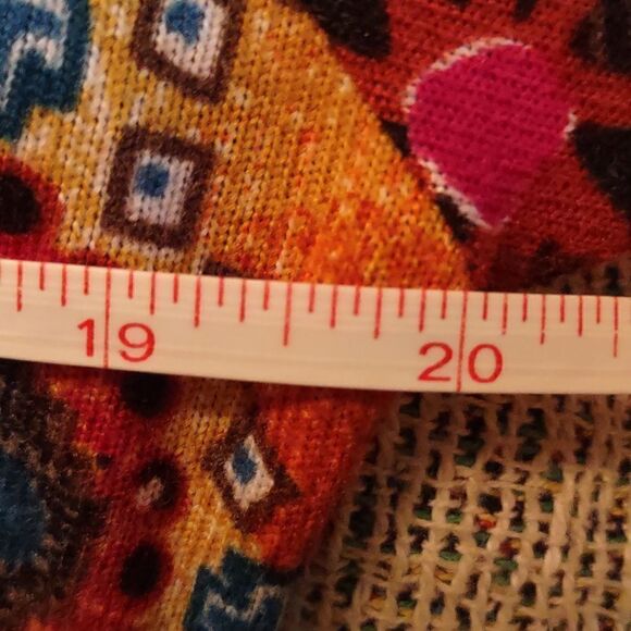 WinWin Size L XL Bell sleeve orange blue Geometric Boho‎ tunic v neck pullover - Picture 7 of 8